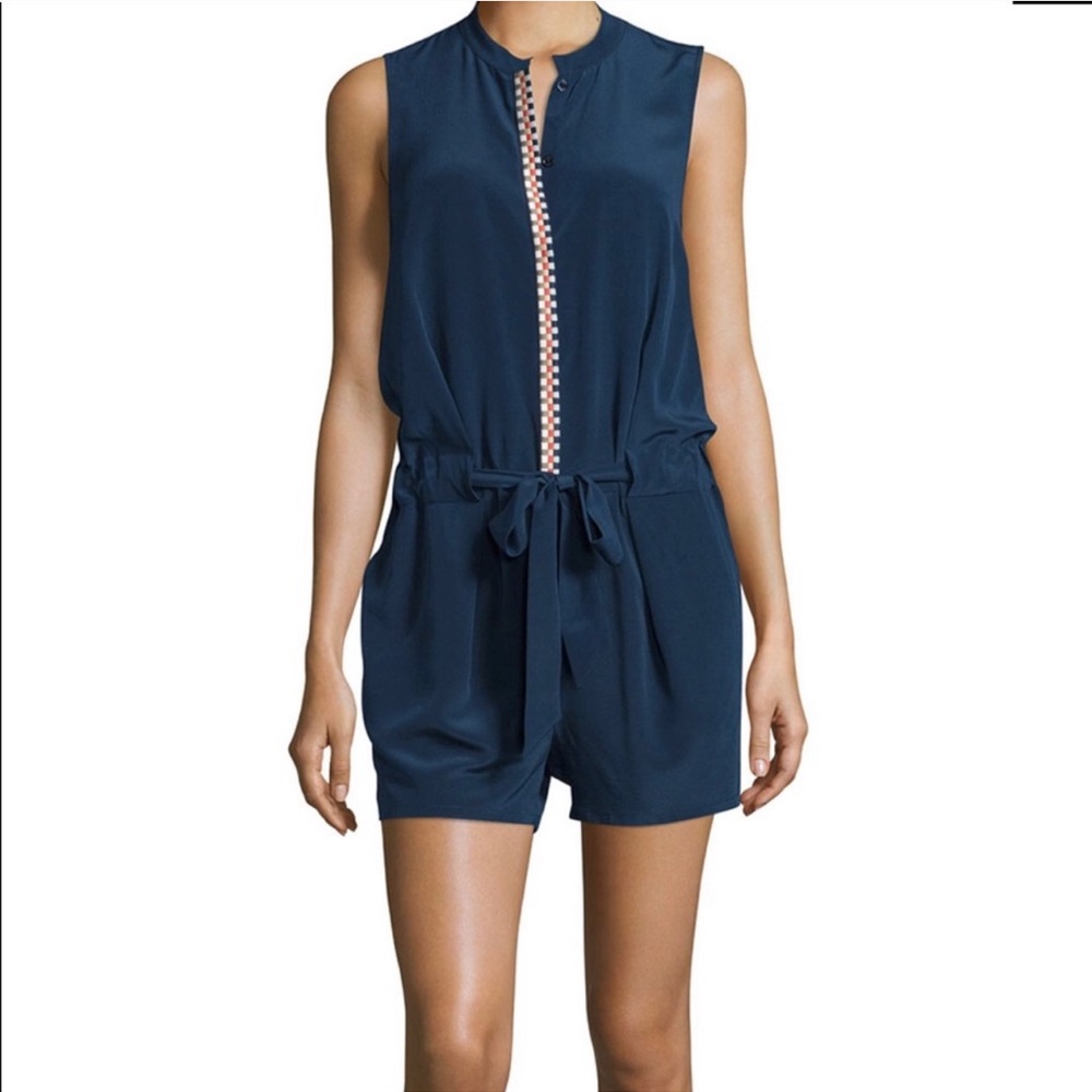 Tory Burch ‘Marguerite' Sleeveless Silk Romper